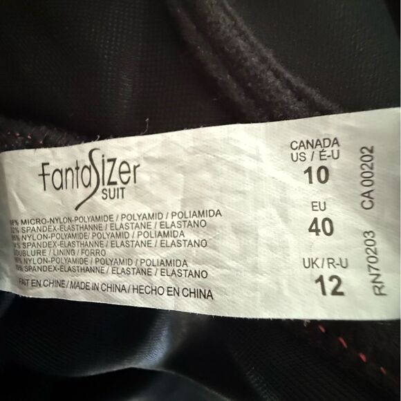 FantaSizer Slimming One Piece Swimsuit Red Pink Black Waist Trimming size 10 - Picture 6 of 9